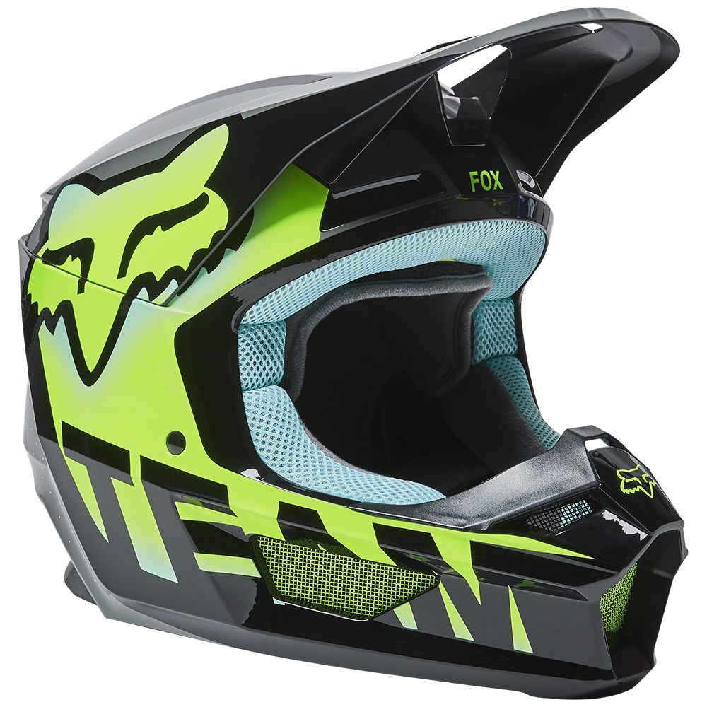 Boyd Motorcycles - Fox V1 Trice Youth Teal Motocross Helmet - Motorcycle  Clothing & Accessories - Helmets