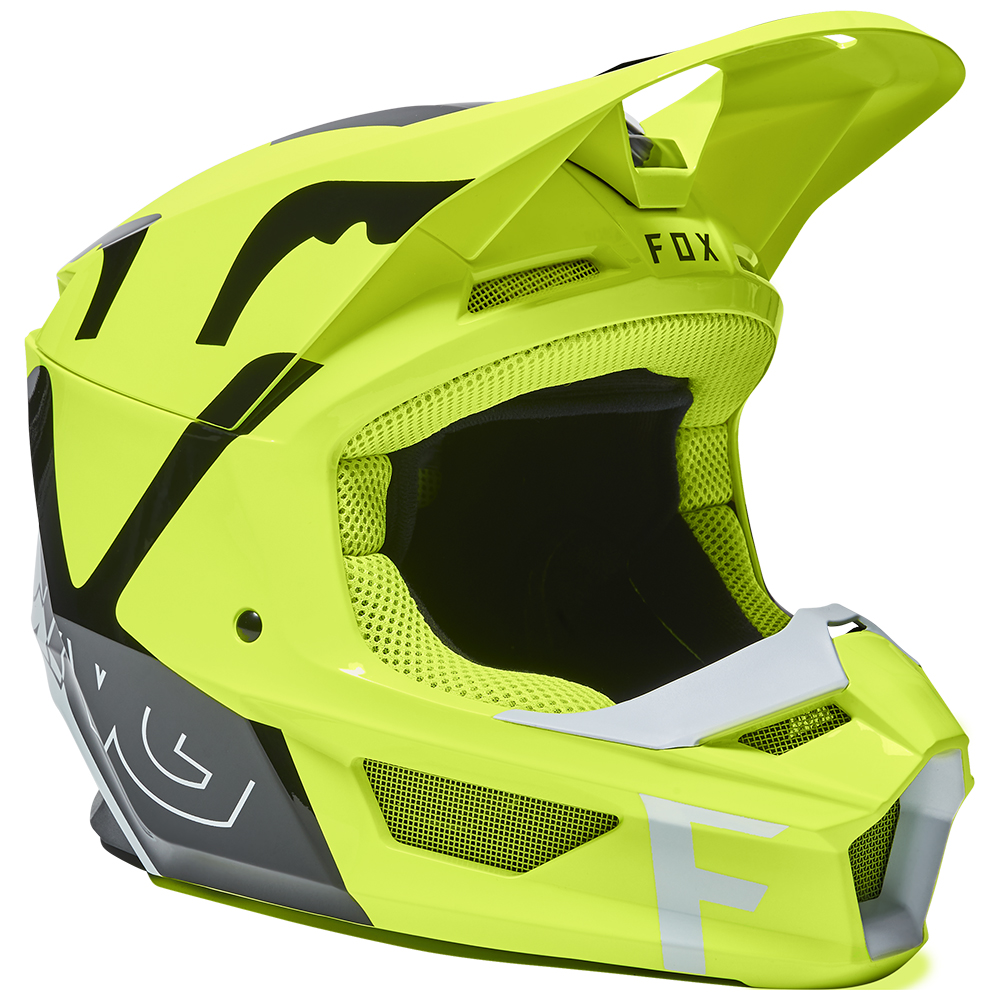 Boyd Motorcycles - Fox (22) V1 Skew Flo Yellow Motocross Helmet - Motorcycle  Clothing & Accessories - Adult Motocross Helmets