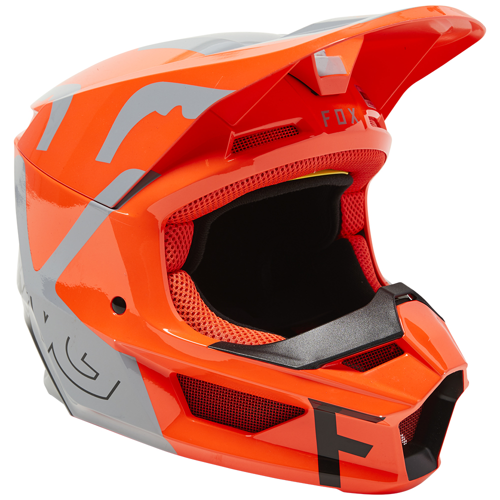 Boyd Motorcycles - Fox (22) V1 Skew Youth Steel Grey Motocross Helmet - Motorcycle  Clothing & Accessories - Helmets
